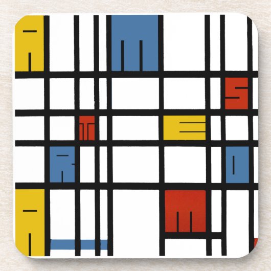 De puzzel van Amsterdam (Mondriaan-stijl) Onderzetter (Voorkant)