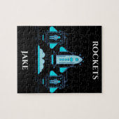 De puzzel van raketten met gepersonaliseerde naam. (Horizontaal)