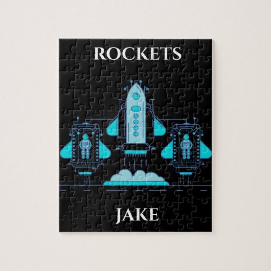 De puzzel van raketten met gepersonaliseerde naam. (Verticaal)