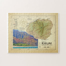 De puzzelkaart van het eiland Kauai ( geïnspireerd Legpuzzel