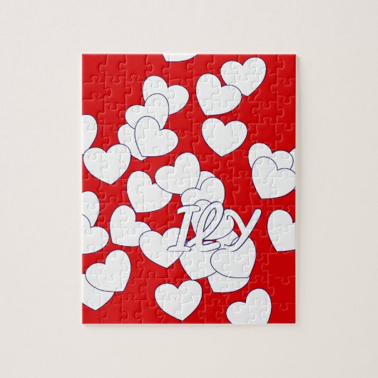 De Puzzle, de Red and White Hearts van 'ik hou van Legpuzzel (Verticaal)