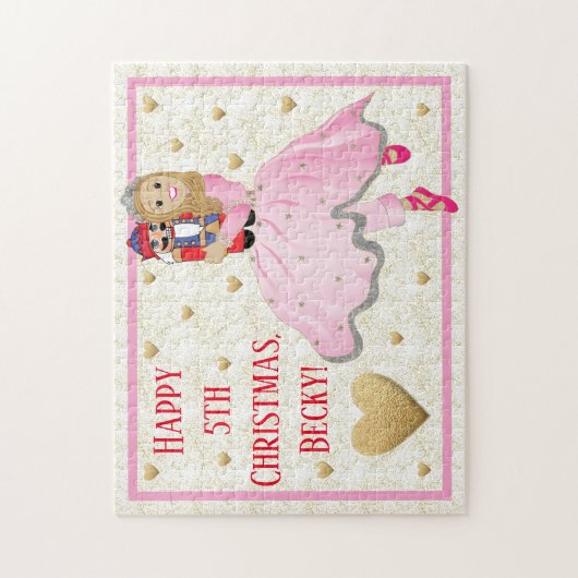 De Puzzle Pink Ballerina van het kerstmeisje perso Legpuzzel (Verticaal)