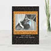 De Pyjama's van de kat juichen omhoog kaart toe (Voorkant)