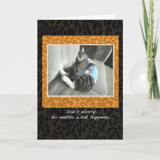 De Pyjama's van de kat juichen omhoog kaart toe (Voorkant)