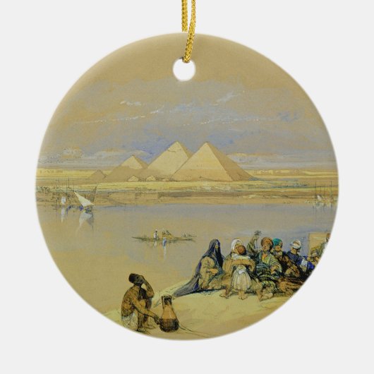 De Pyramiden bij Giza, nabij Caïro (w/c) Keramisch Ornament (Voorkant)