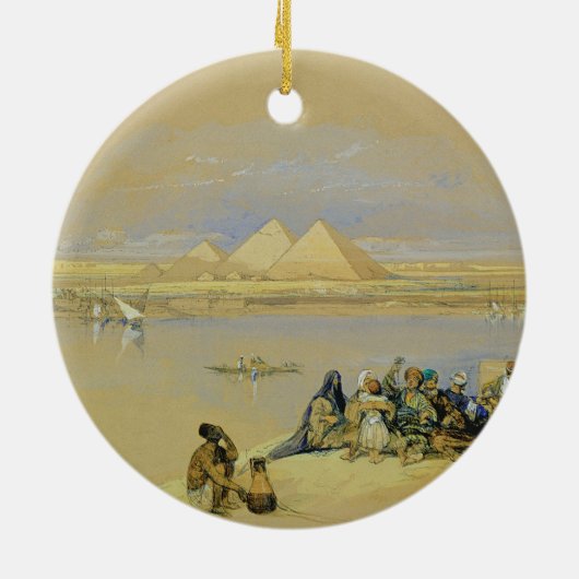 De Pyramiden bij Giza, nabij Caïro (w/c) Keramisch Ornament (Achterkant)