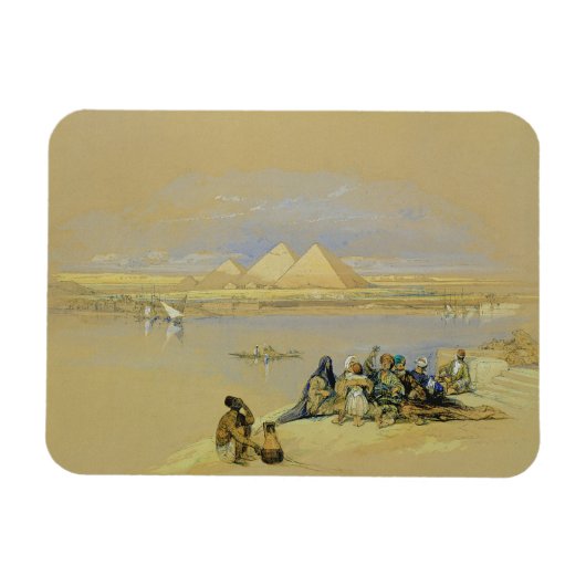 De Pyramiden bij Giza, nabij Caïro (w/c) Magneet (Horizontaal)