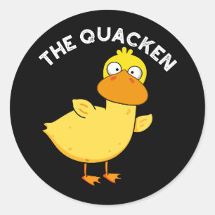 De Quacken Grappige Eend Pun Donkere BG Ronde Sticker