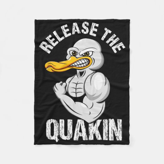 De Quackin Duck Bodybuilding Fleece Deken (Voorkant)