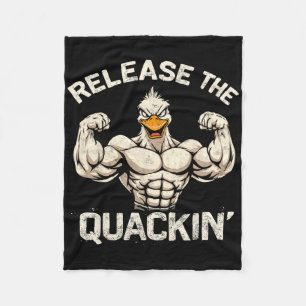 De Quackin' Muckle Duck Bodybuilder Joke Fleece Deken