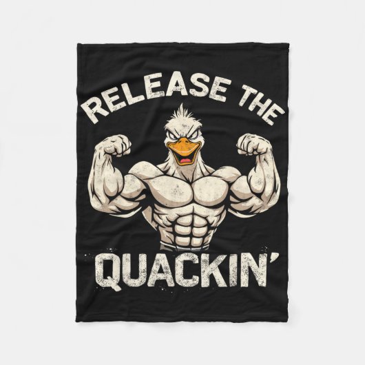 De Quackin' Muckle Duck Bodybuilder Joke Fleece Deken (Voorkant)