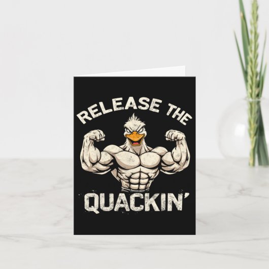 De Quackin' Muckle Duck Bodybuilder Joke Kaart (Voorkant)