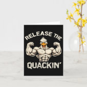 De Quackin' Muckle Duck Bodybuilder Joke Kaart (Gele Bloem)