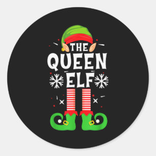 De Queen Elf Kerstmis Familie Matching Pyjama's Qu Ronde Sticker
