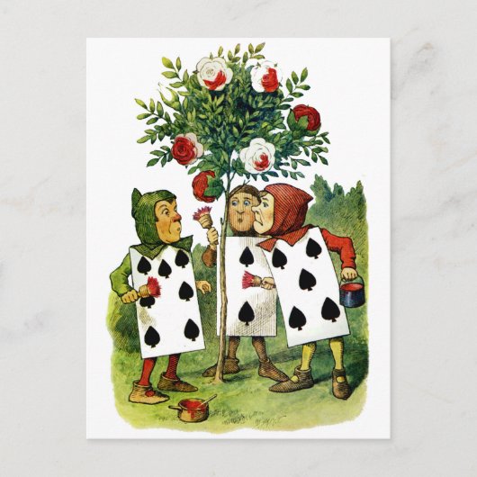 De Queen of Hearts Cardmen schilderen haar Rozen Briefkaart (Voorkant)