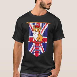 De Queen Platina Jubileum Corgi Vlag Met Kroon D T-shirt
