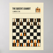 De Queens Gambit Chess Illustratie Poster (Voorkant)