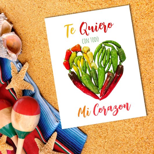 De Quiero Chili Peppers Heart Valentijns Briefkaar Briefkaart
