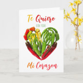 De Quiero Chili Peppers Heart Valentijns Briefkaar Kaart (Gele Bloem)