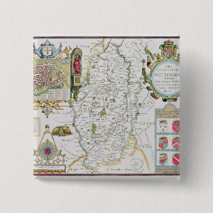 De Raad van Nottingham, gegraveerd door Jodocus Vierkante Button 5,1 Cm