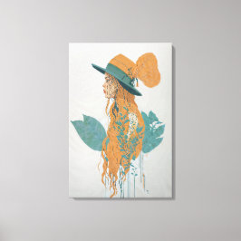 De raadselachtige dame in bloei canvas afdruk