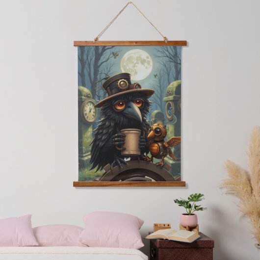 De raaf aangedreven door koffie hangend wandkleed (Slaapkamer)