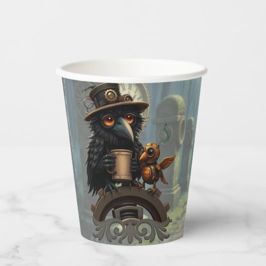De raaf aangedreven door koffie papieren bekers (Voorkant)
