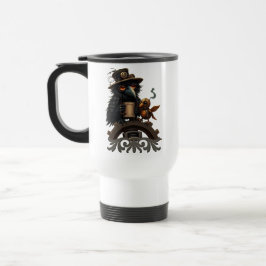 De raaf aangedreven door koffie reisbeker