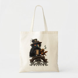 De raaf aangedreven door koffie tote bag