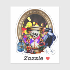 De Raaf En De Schedel Zandloper Sticker