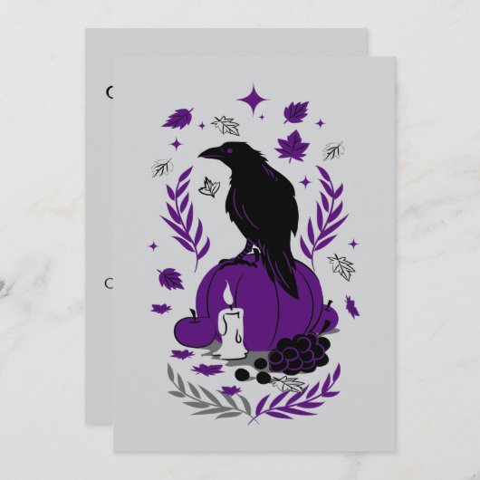 De raaf van de herfst - Gotische Halloween Soirée Kaart (Voorkant / Achterkant)