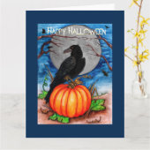 De Raaf van Halloween Kaart (Gele Bloem)