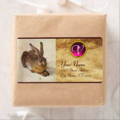 De raBBIT ( Young Hare ) Monogram roze Amethyst Etiket (Insitu)