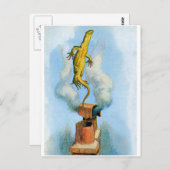 DE RABBIT ZENDT IN EEN BEETJE VAN DE LIZARD BRIEFKAART (Voorkant / Achterkant)