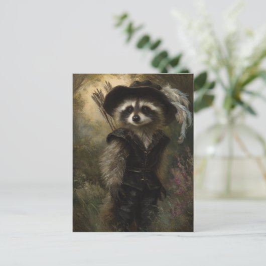 De Raccoon boogschietspecialist gekleed in het zwa Briefkaart (Staand voorkant)