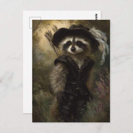 De Raccoon boogschietspecialist gekleed in het zwa Briefkaart (Voorkant / Achterkant)