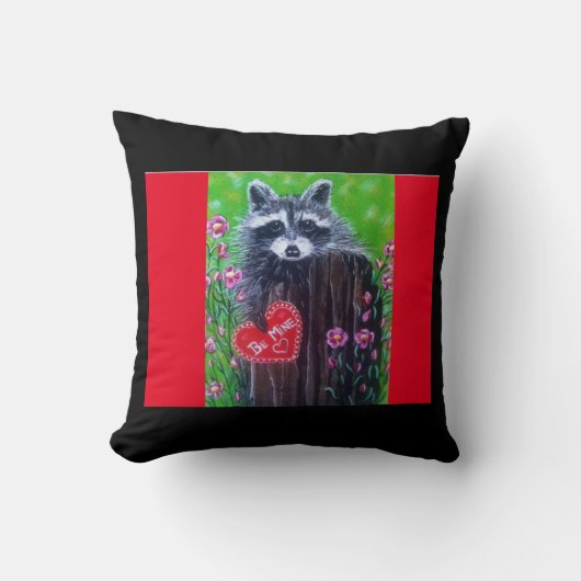 De Raccoon Valentijn Pillow ligt aan de kant Kussen (Voorkant)