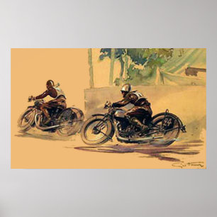 De Race Art deco retro vintage poster