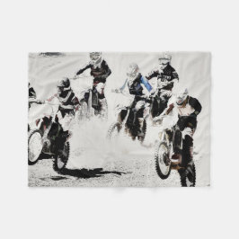 "De Race Is On" Motorcross Dirt-Bike Racers Fleece Deken