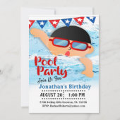 De race is op Boys Birthday Pool Party Kaart (Voorkant)