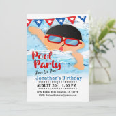 De race is op Boys Birthday Pool Party Kaart (Staand voorkant)
