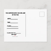 DE RACE IS OP DE BRIEFKAART PARTIJINVITATIE (Achterkant)