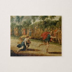 De Race van Atalanta en Hippomenes (olie op het pa Legpuzzel