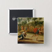 De Race van Atalanta en Hippomenes (olie op het pa Vierkante Button 5,1 Cm (Voorkant /achterkant)
