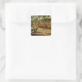 De Race van Atalanta en Hippomenes (olie op het pa Vierkante Sticker (Tas)