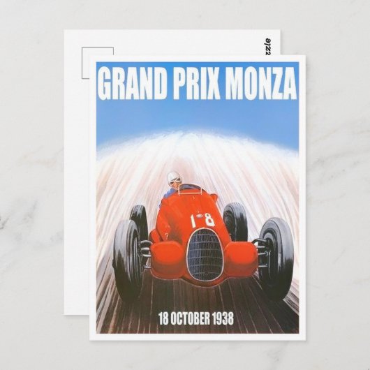 De  race van de Grote Prijs van Monza 1938 Briefkaart (Voorkant / Achterkant)