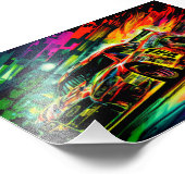 De raceauto, Racing, Sport, Auto's, Kleurrijk Foto Afdruk (Hoek)