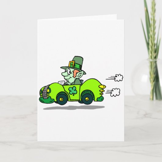 De Raceauto van de kabouter Feestdagen Kaart (Voorkant)