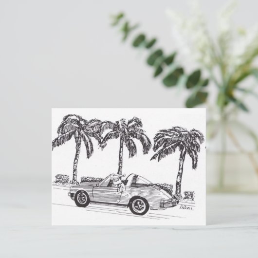 De Raceauto van de kerstman Feestdagenkaart (Staand voorkant)