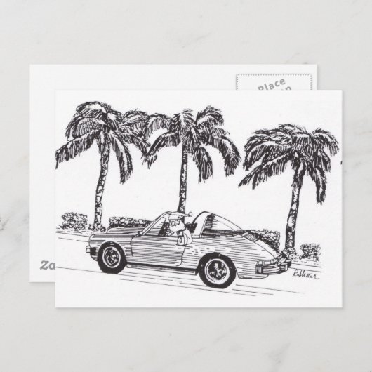 De Raceauto van de kerstman Feestdagenkaart (Voorkant / Achterkant)